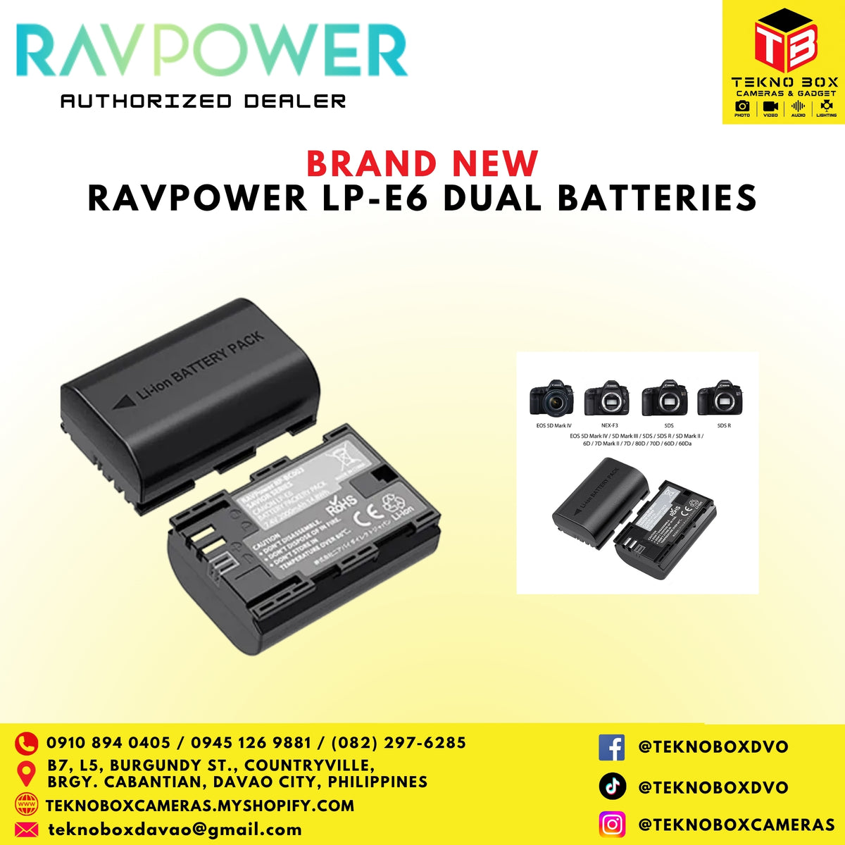 RavPower LP-E6 Dual Batteries With Charger