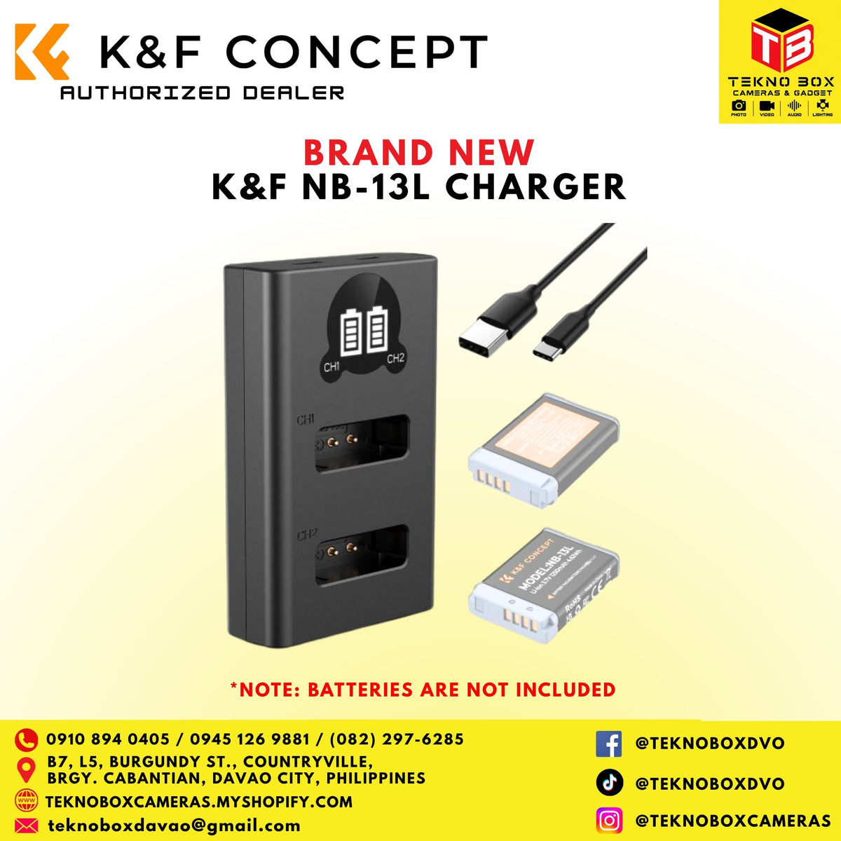 Brand New K&F NB-13L Dual Batteries With Charger Price: P3,499  Compatible with  Canon camera models: G5X/G7X/G7X Mark 2/G7X Mark 3/ SX720/SX730/G9X/G9X2, Canon PowerShot G5X G7X G9X, G9X,SX620 SX720,
