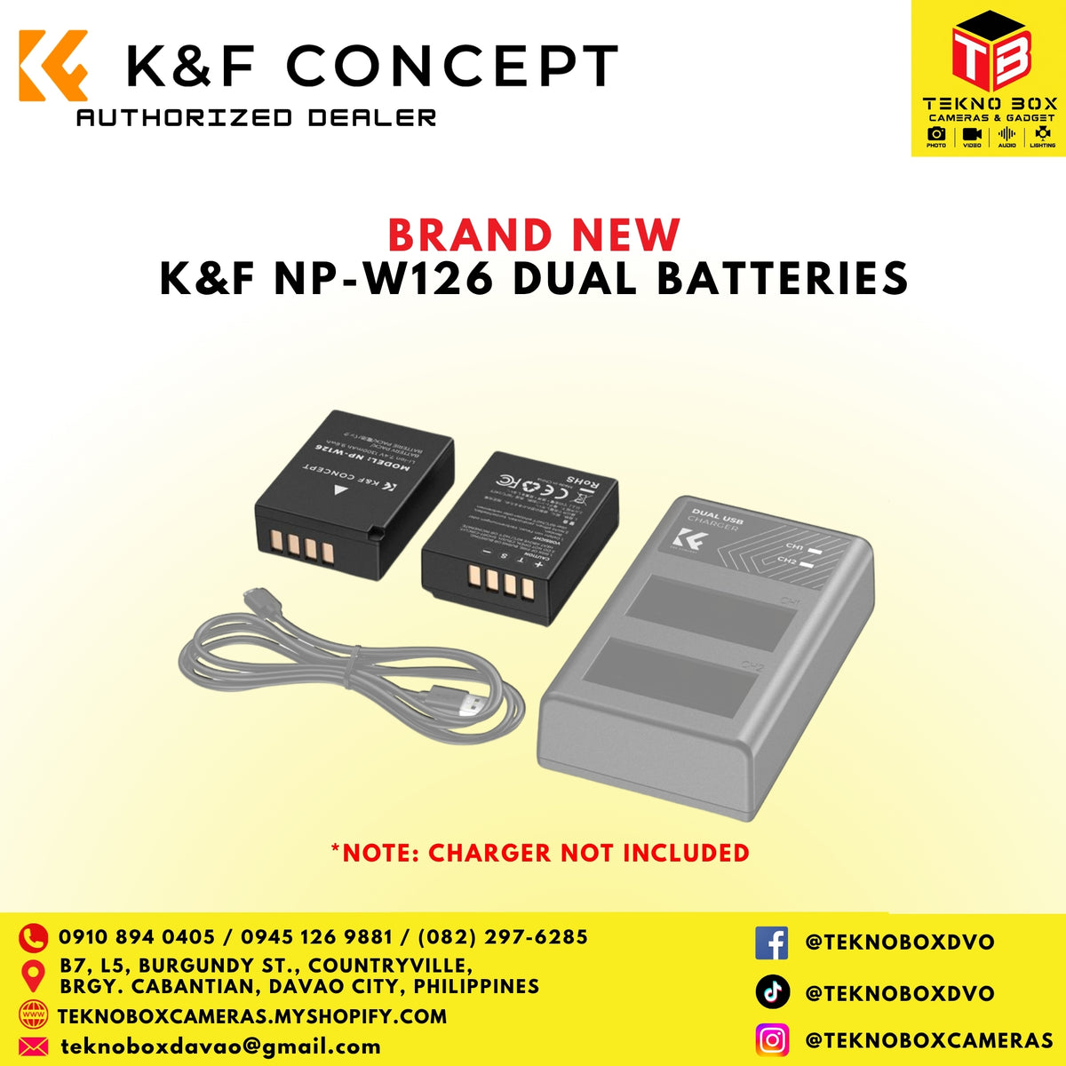 K&F NP-W126 Dual Batteries with Charger