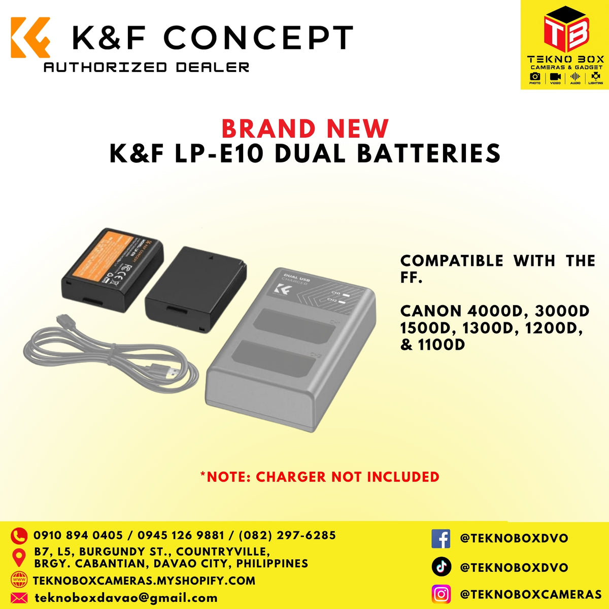 K&F LP-E10 Dual Batteries with Charger