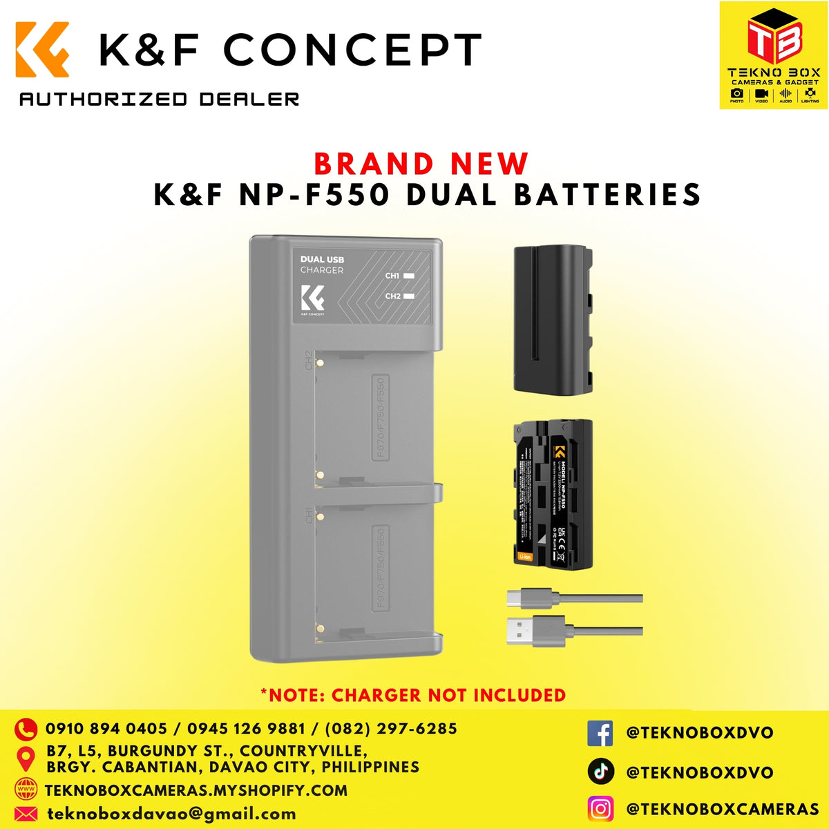 K&F NP-F550 Dual Batteries With Charger Set