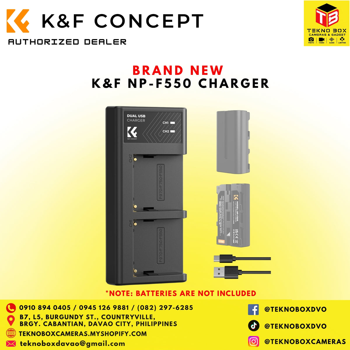 K&F NP-F550 Dual Batteries With Charger Set