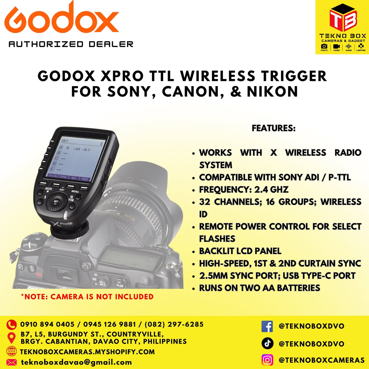 Godox XPro TTL Wireless Trigger for Sony, Canon & Nikon