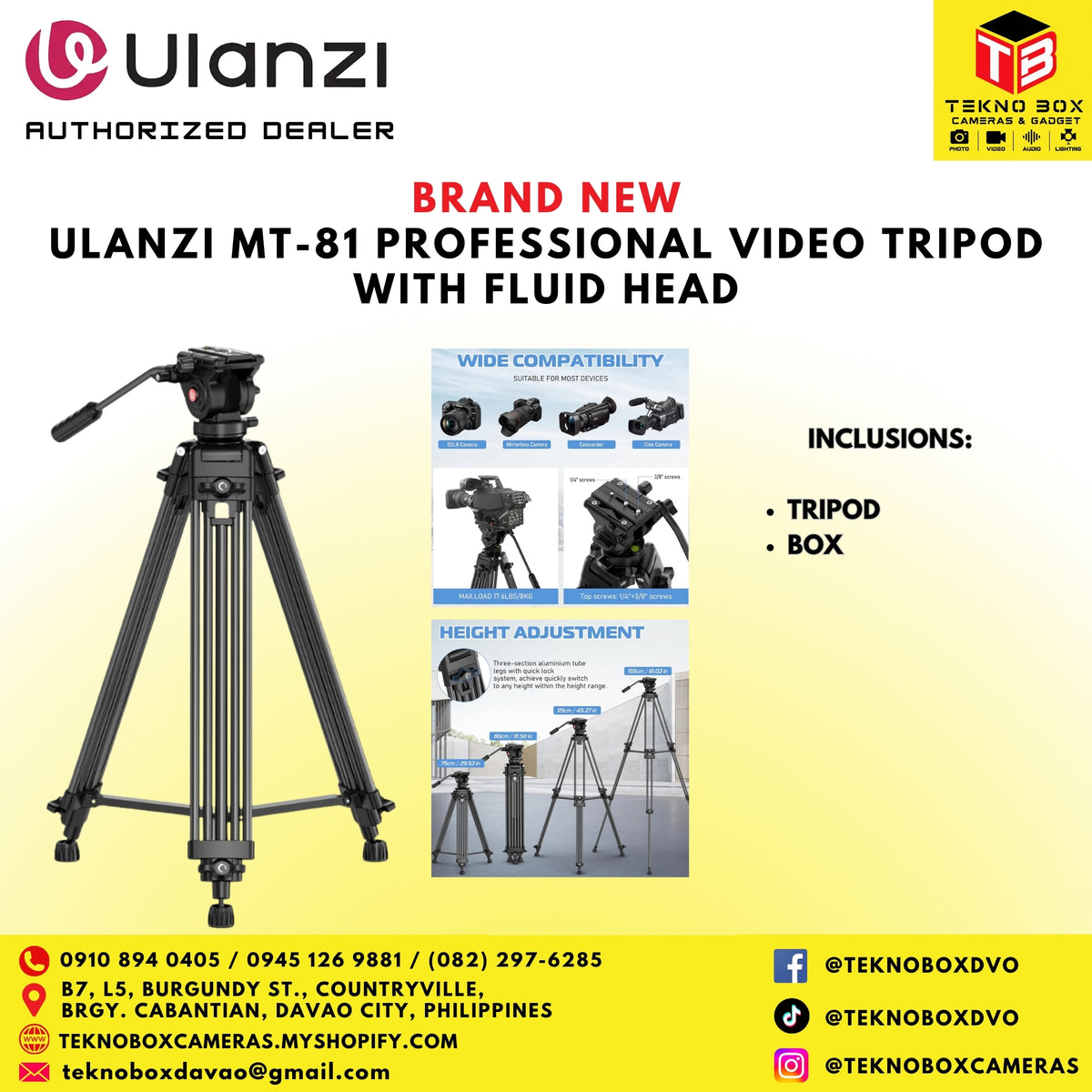 Ulanzi MT-81 Professional Video Tripod With Fluid Head