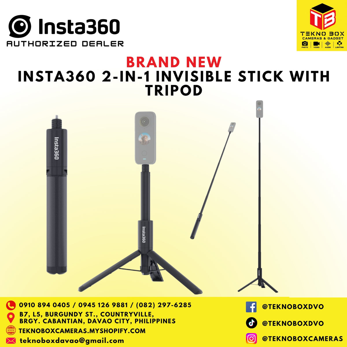 INSTA360 2 in 1 invisible selfie stick with tripod