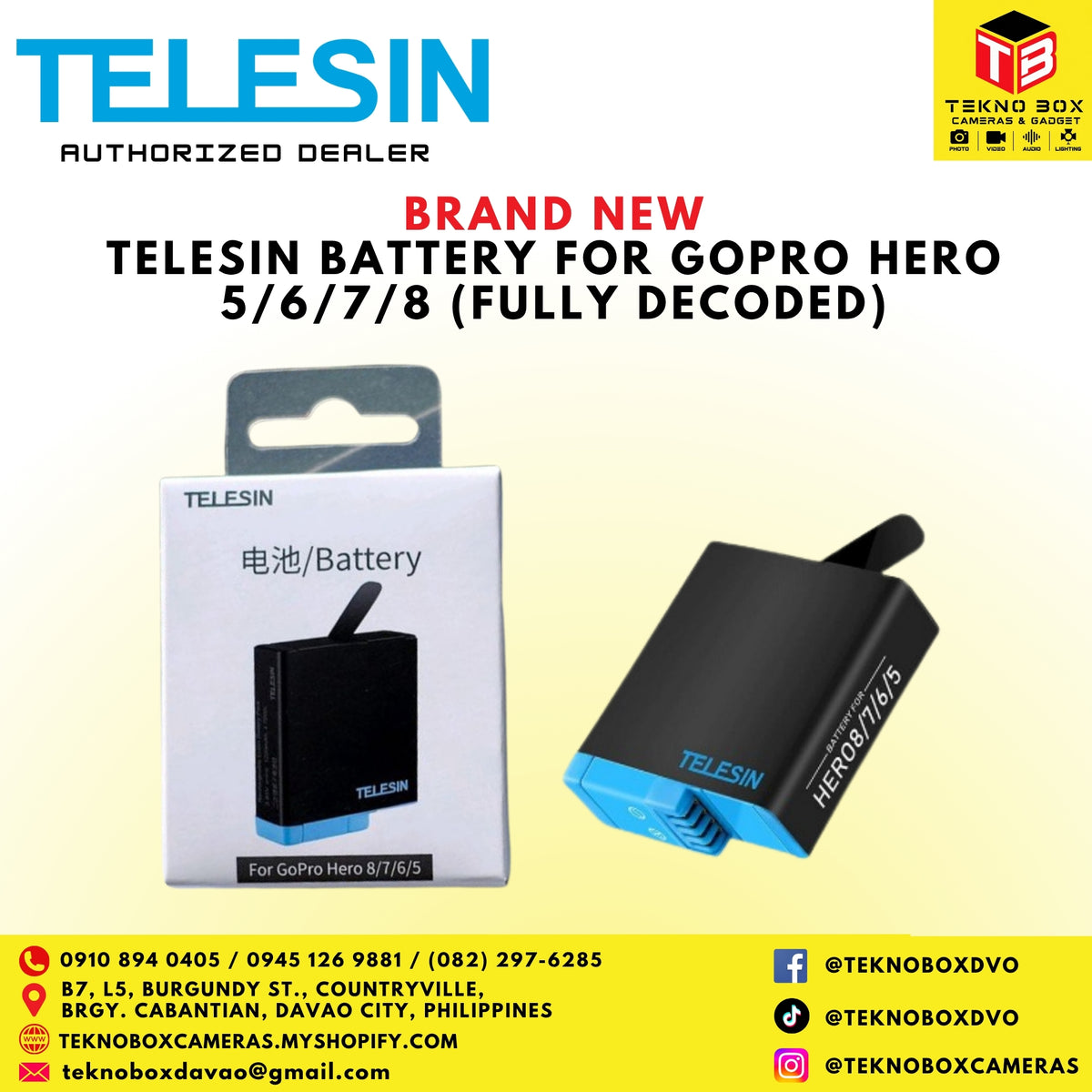 Telesin battery for GoPro Hero 5/6/7/8 (Fully decoded)