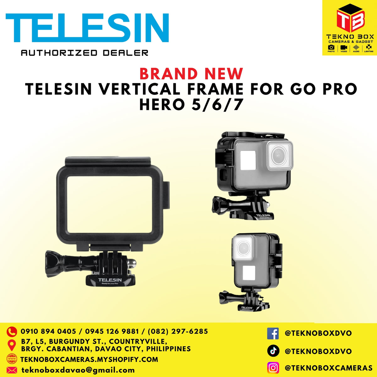 Brand New Telesin Vertical Frame for Go Pro Hero 5/6/7
