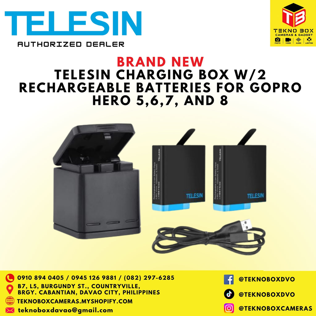 Telesin Charging Box w/ 2 Rechargeable Batteries for GoPro Hero 5, 6, 7 and 8