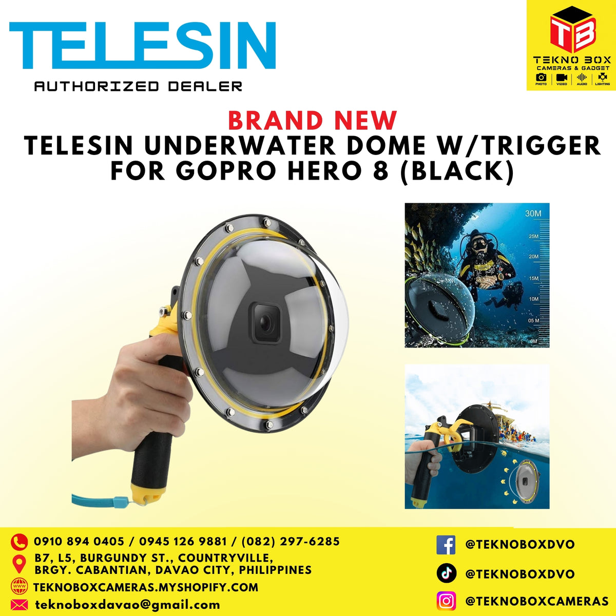 Telesin Underwater Dome w/ Trigger For GoPro Hero 8 Black