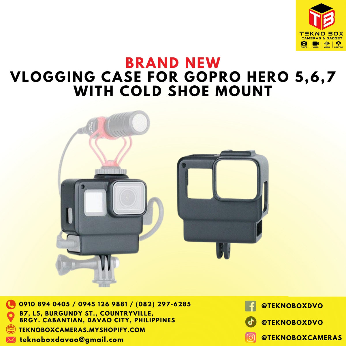 Vlogging Case for GoPro Hero 5 6 7 with Cold Shoe Mount