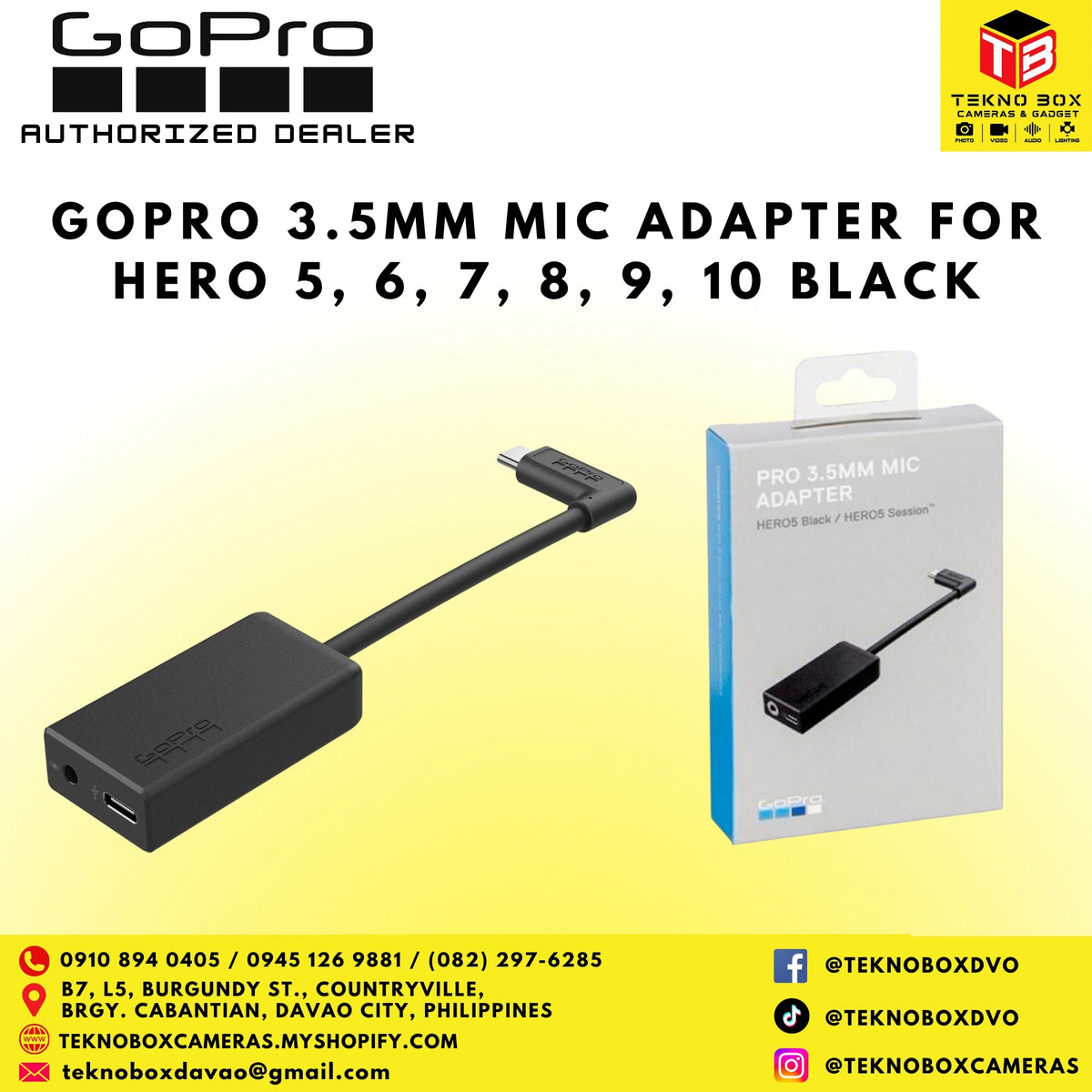 GoPro 3.5mm Mic Adapter for Hero 5/6/7/8/9/10 Black