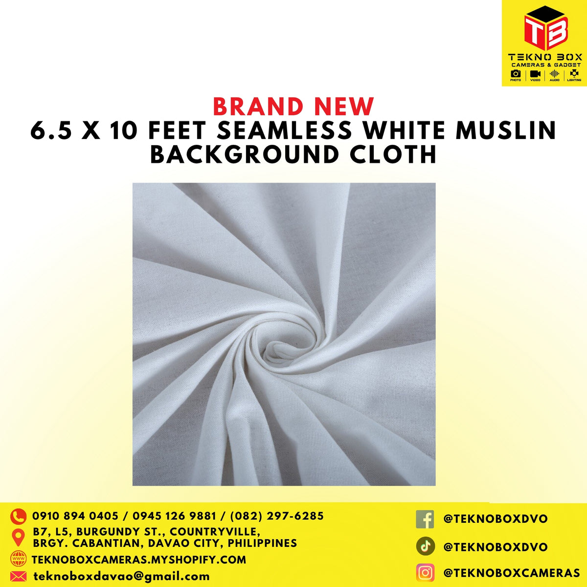 6.5 x 10 Feet Seamless White Muslin Background Cloth