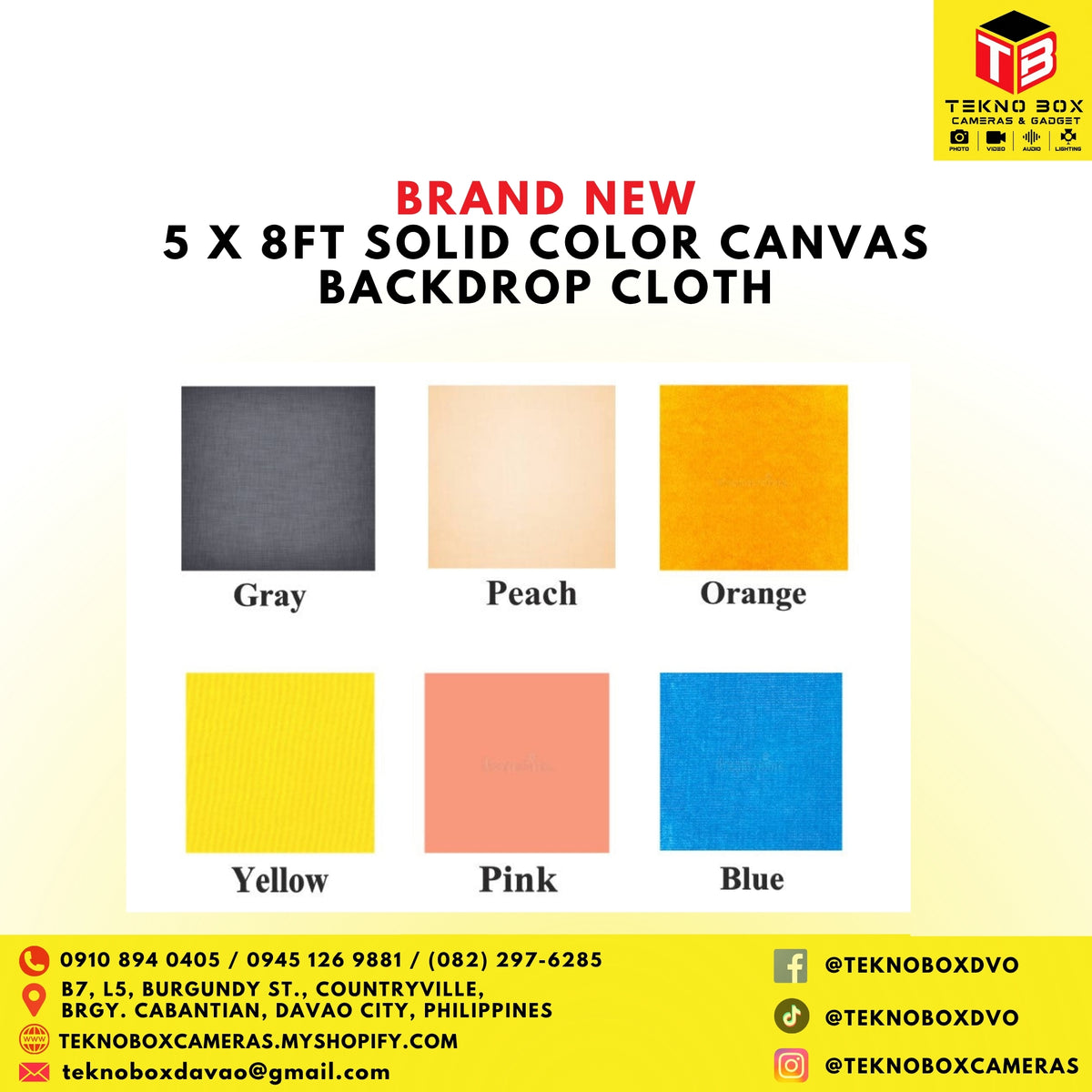 5x8ft. Solid Color Canvas Backdop Cloth