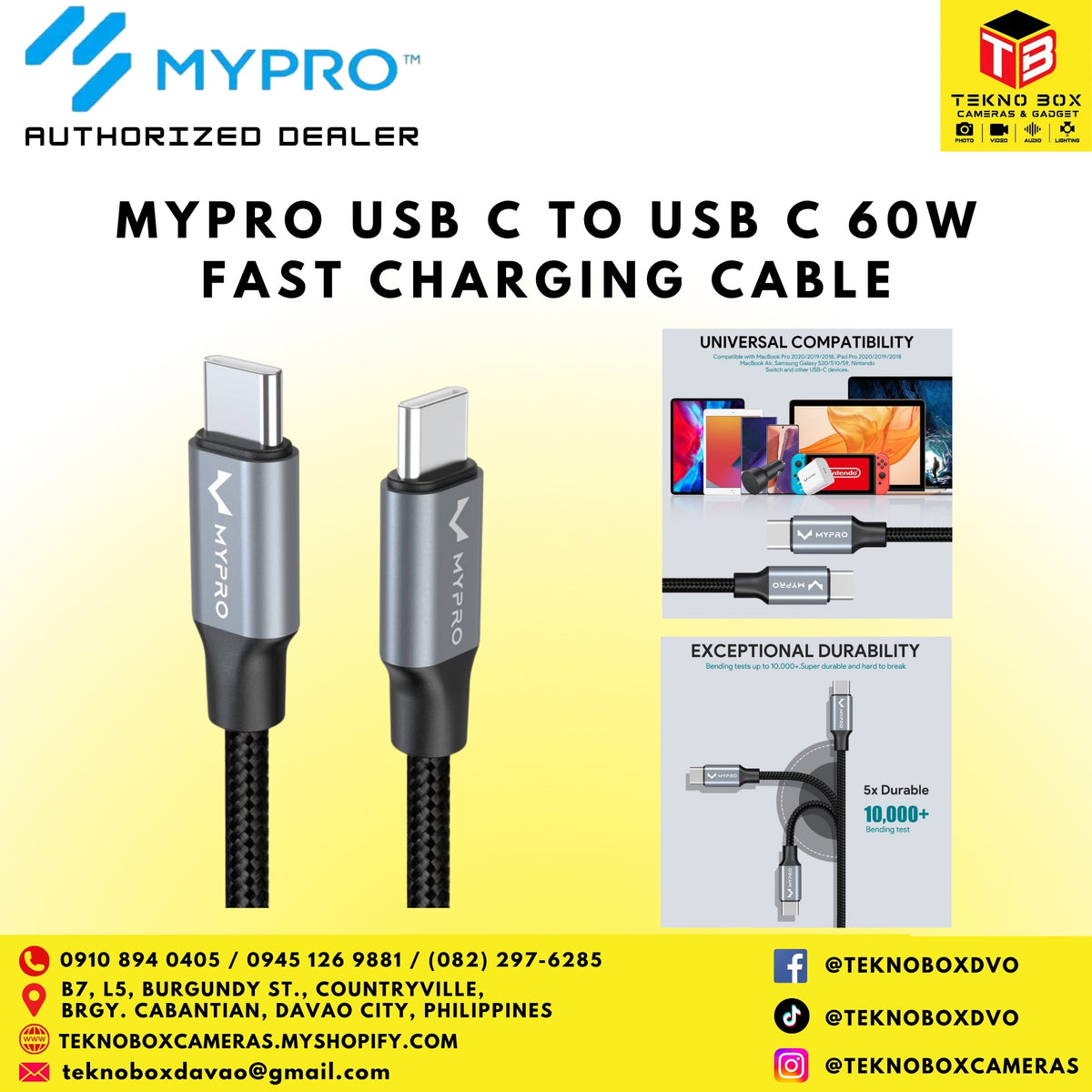 MyPro USB C to USB C 60W Fast Charging Cable