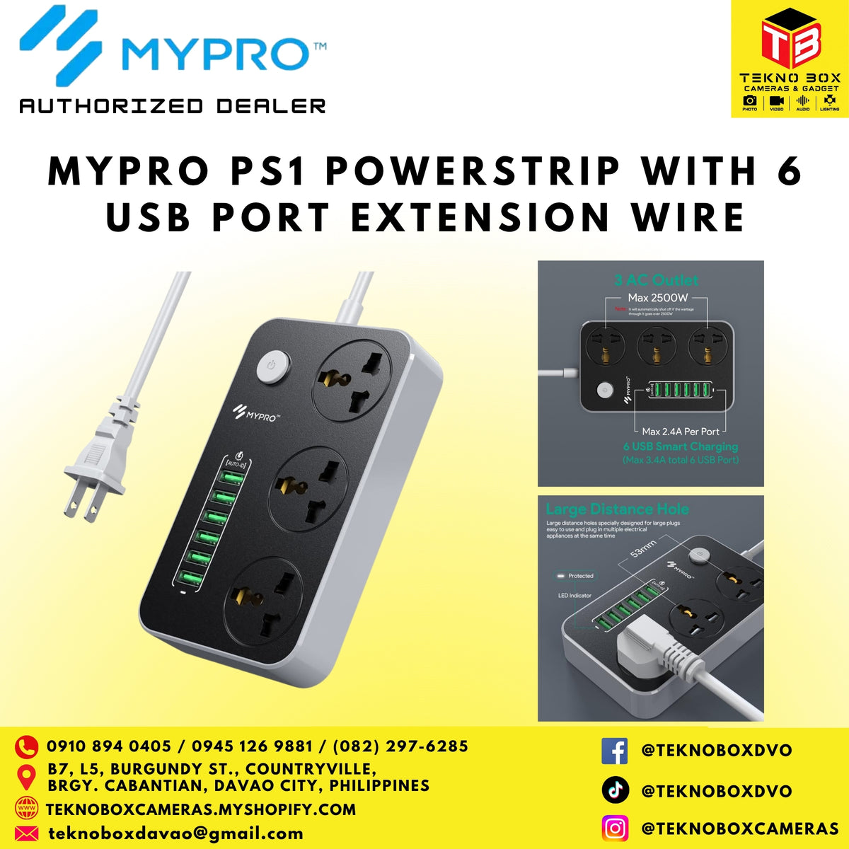 MyPro PS1 Powerstrip with 6 USB Port Extension Wire