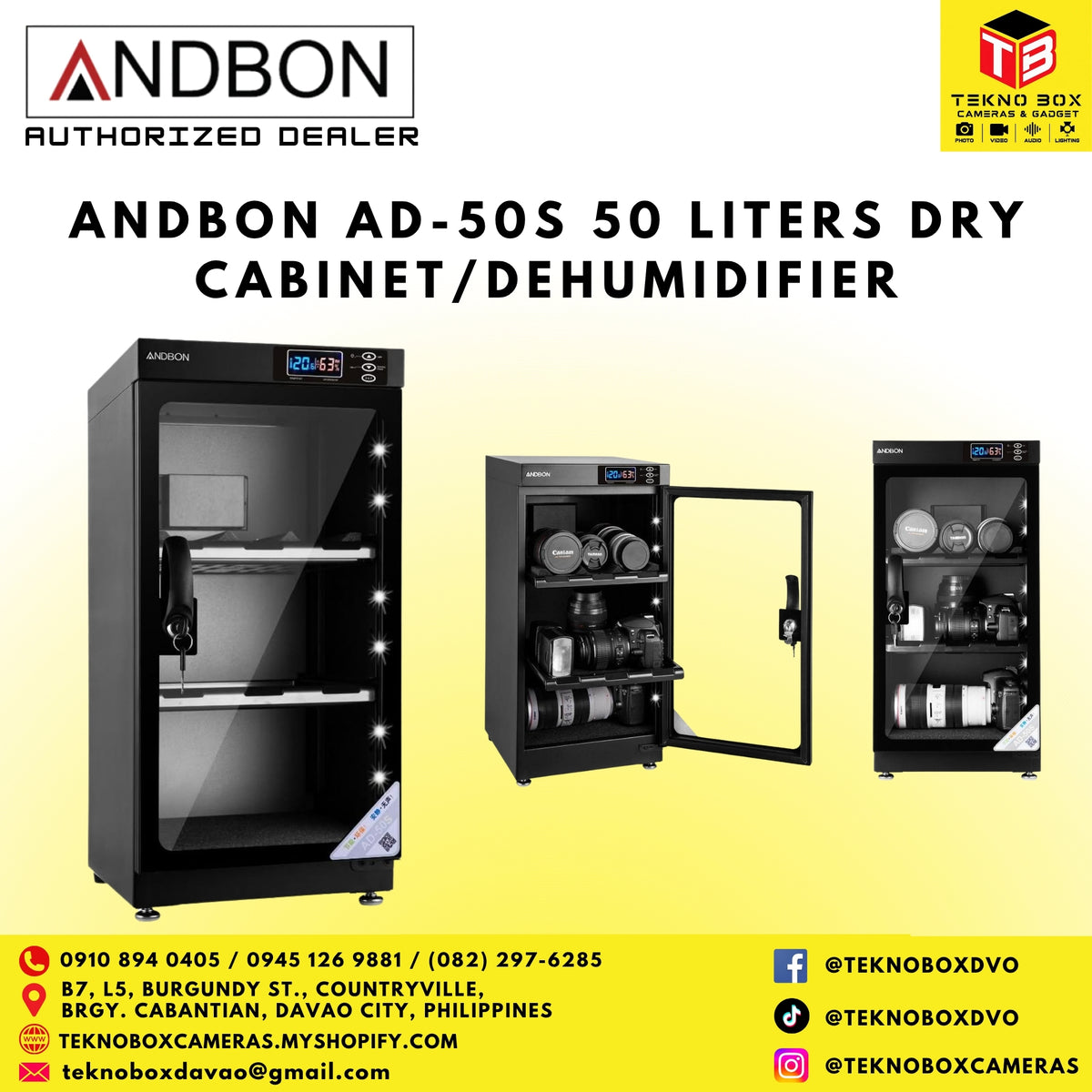 Andbon AD-50S 50 Liters Dry Cabinet/Dehumidifier