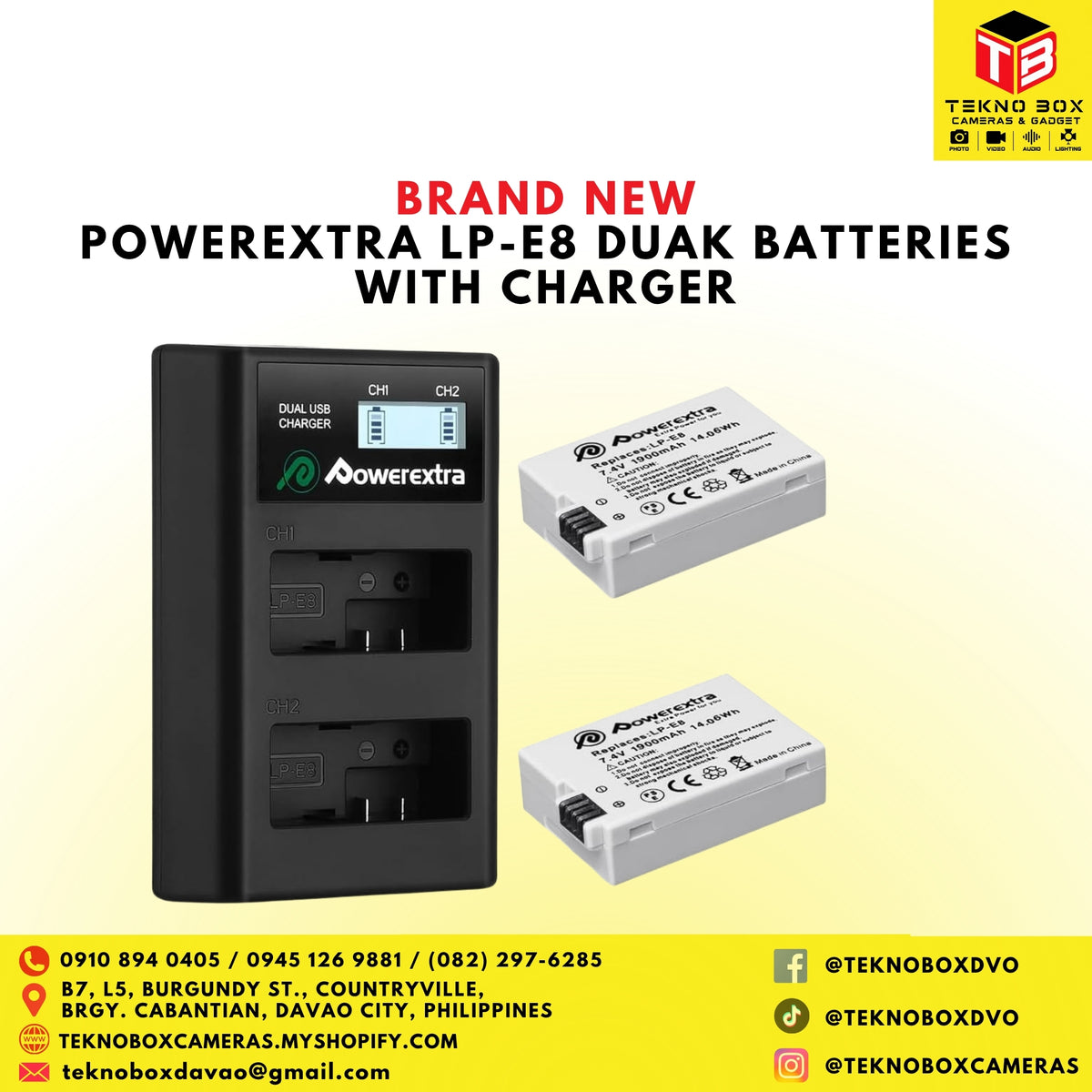 PowerExtra LP-E8 Dual Batteries with Charger