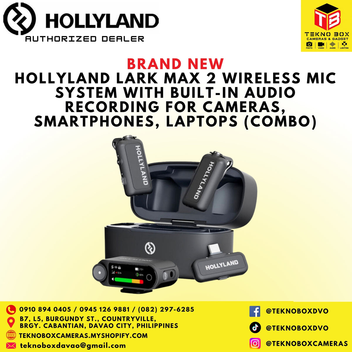 Hollyland Lark Max 2 Wireless Mic System With Built-In Audio Recording For Cameras, Smartphones, Laptops (Combo)