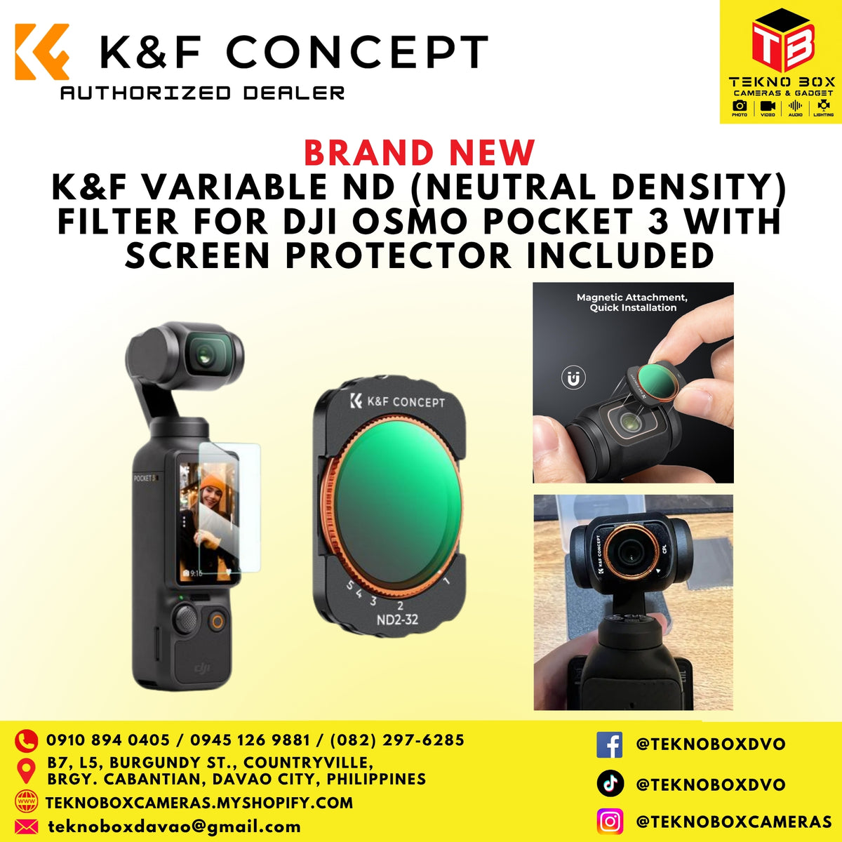 Brand New K&F Variable ND Neutral Density Filter for DJI Osmo Pocket 3 With Screen Protector Included