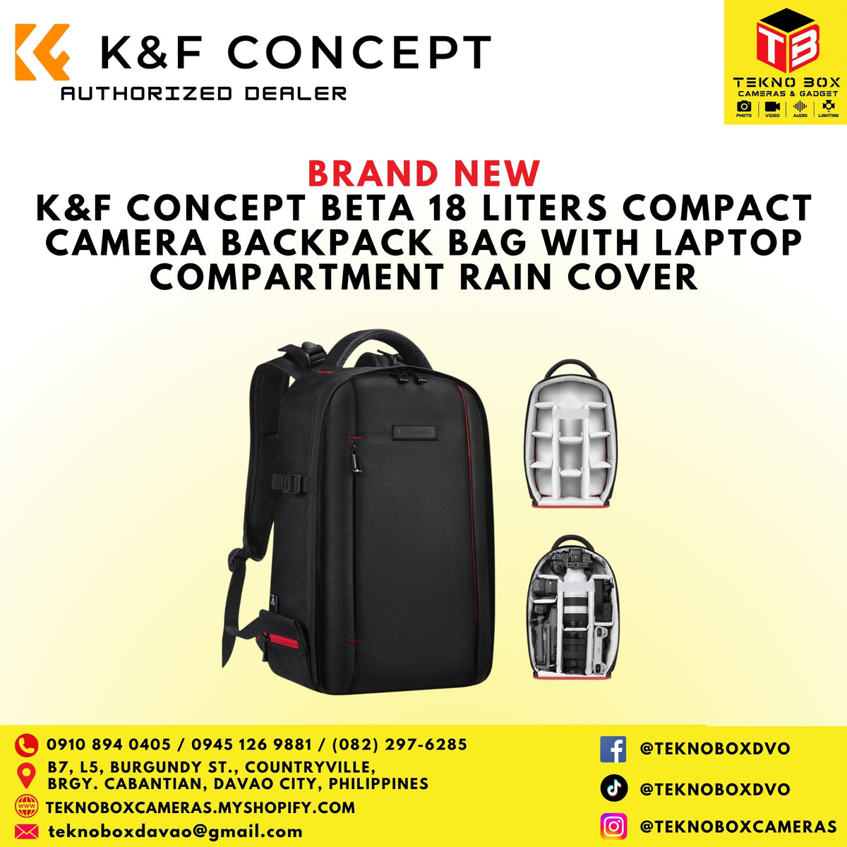 K&F Concept Beta 18 Liters Compact Camera Backpack Bag With Laptop Compartment Rain Cover