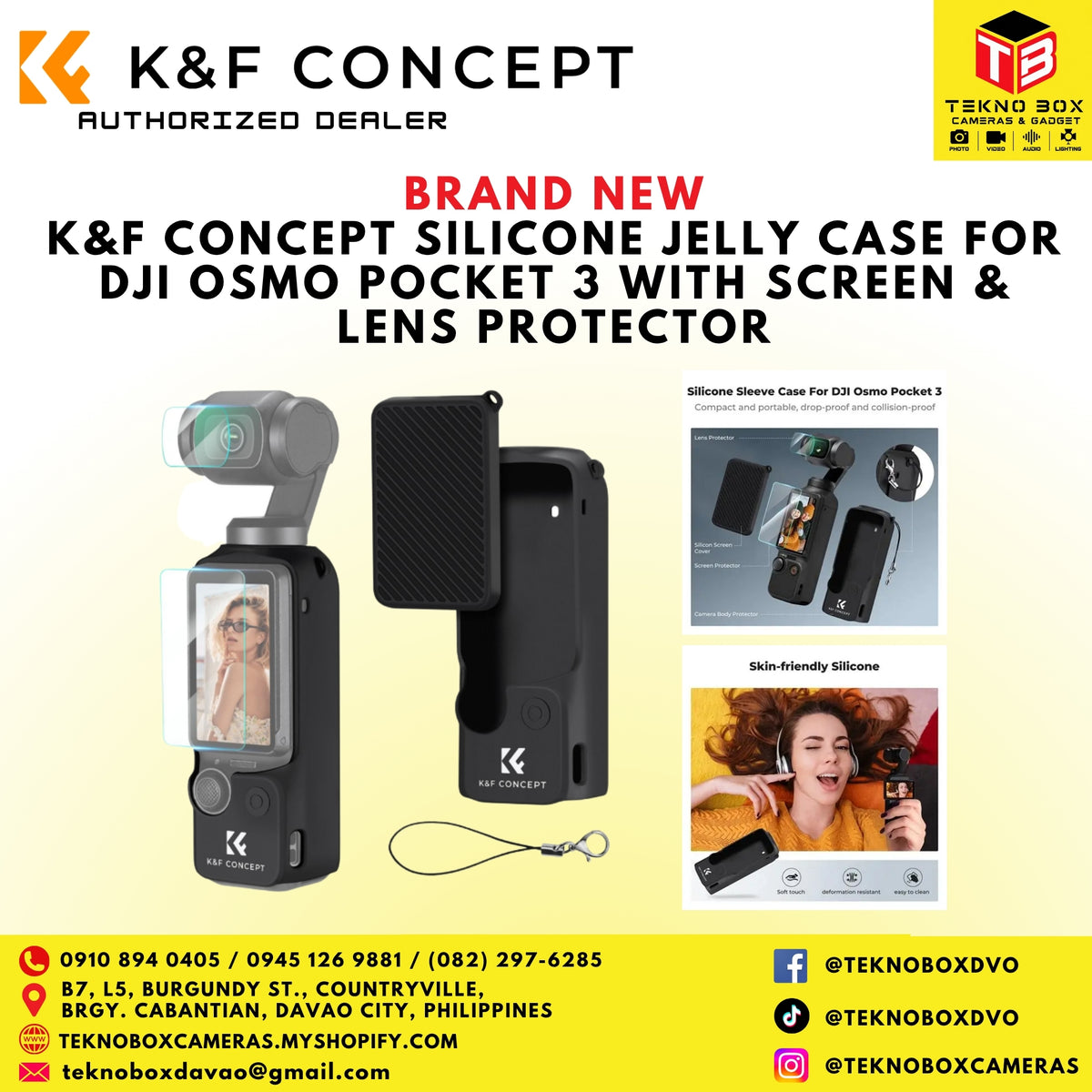 K&F Concept Silicone Jelly Case for DJI Osmo Pocket 3 With Screen & Lens Protector