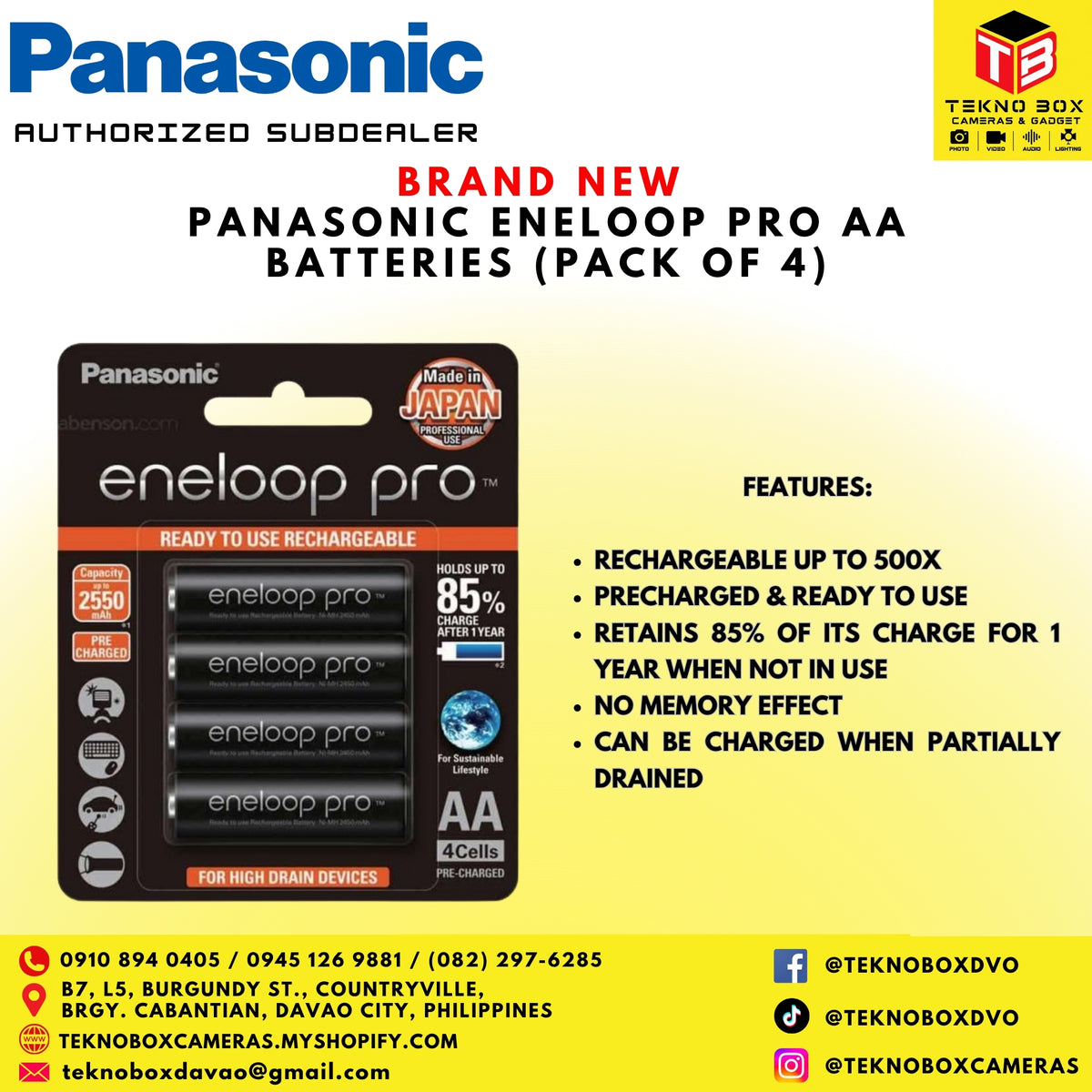 Panasonic Eneloop Pro AA Batteries (Pack of 4)