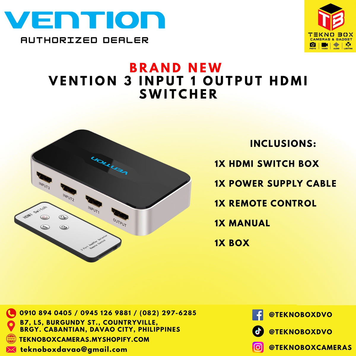 Vention 3 Input 1 Output HDMI Switcher