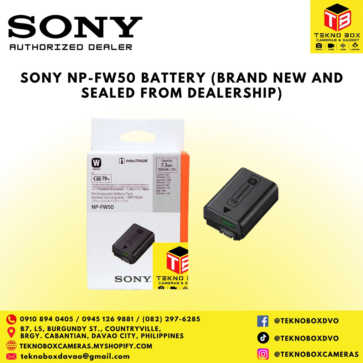 Sony NP-FW50 Battery (Brand New and Sealed From Dealership)