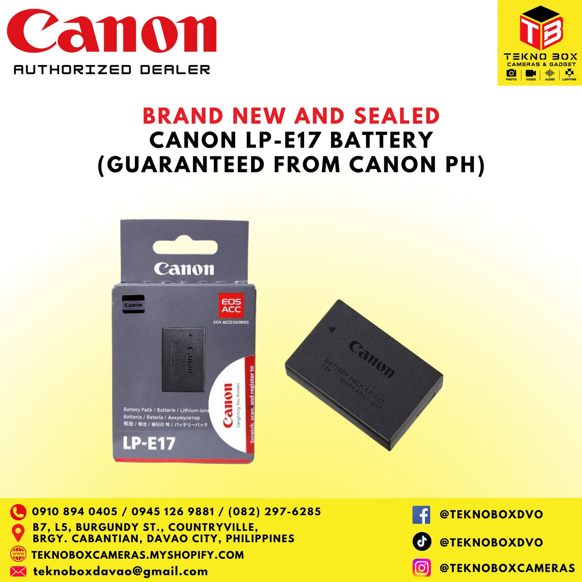 Brand New and Sealed Canon LP-E17 Battery (Guaranteed from Canon PH)