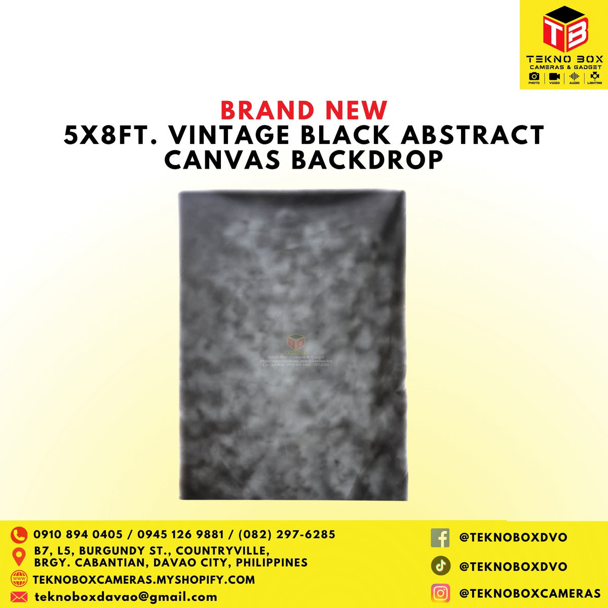 5x8ft. Vintage Black Abstract Canvas Backdrop