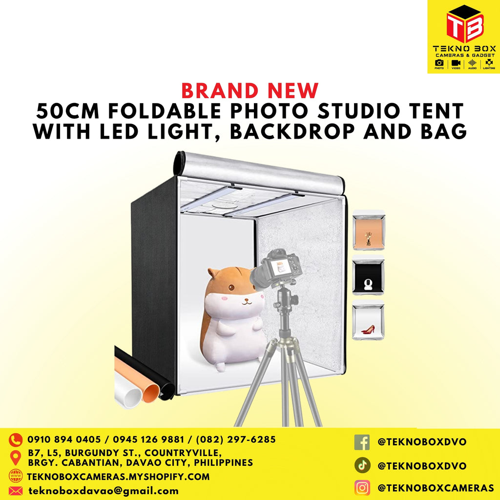 50cm Foldable Photo Studio Tent with LED Light, Backdrop and Bag