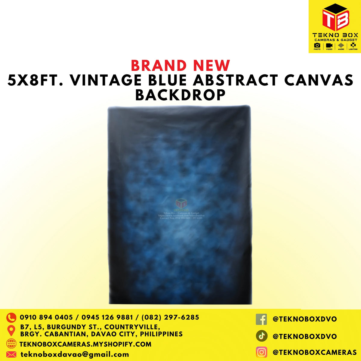 5x8ft. Vintage Blue Abstract Canvas Backdrop