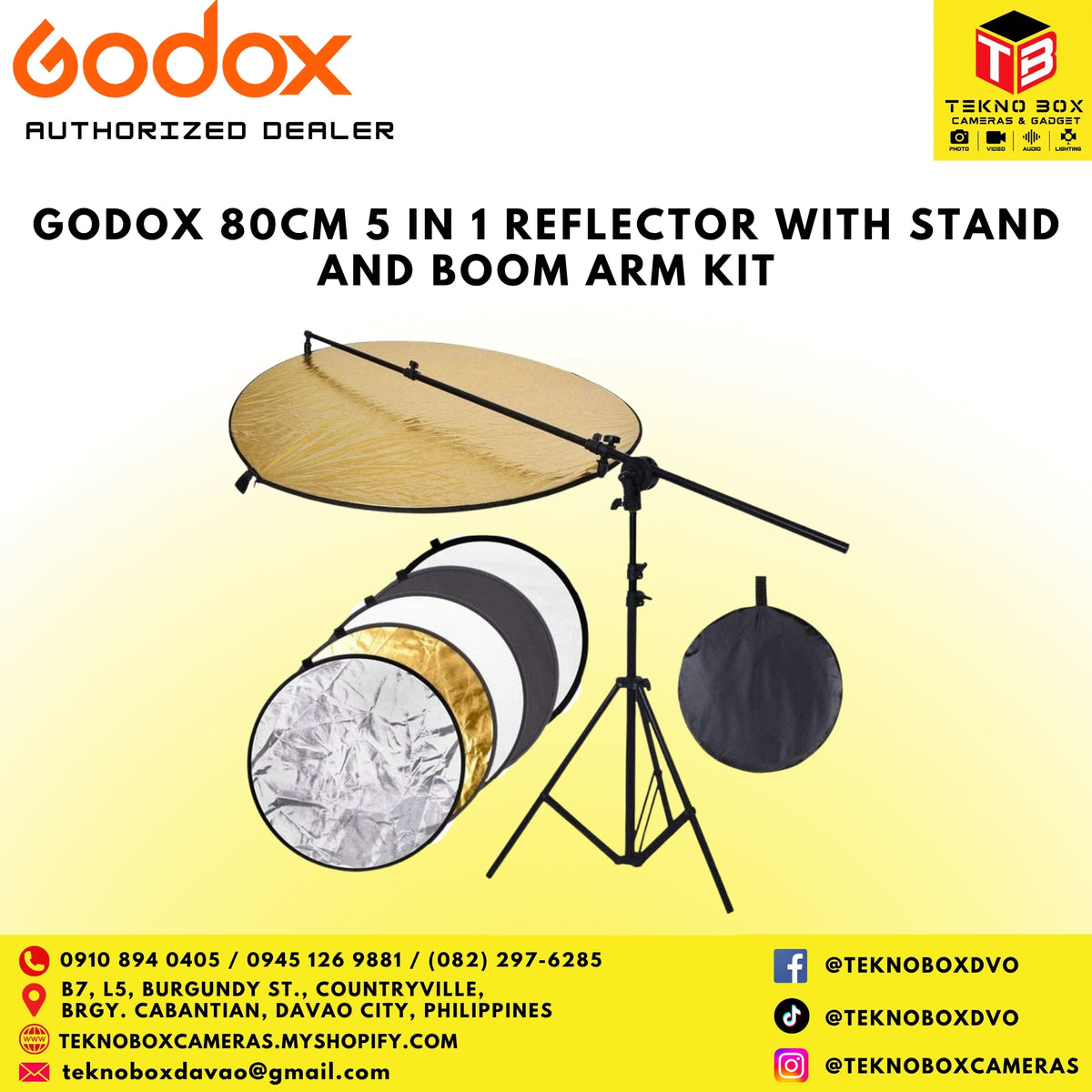 Godox 80cm 5 in 1 Reflector With Stand and Boom Arm Kit