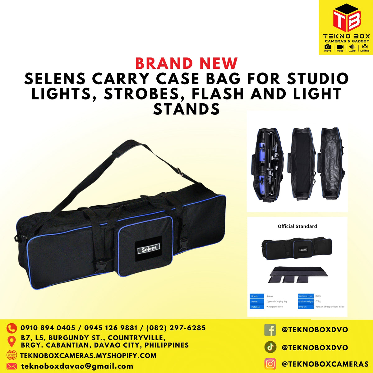 Selens Carry Case Bag for Studio Lights, Strobes, Flash and Light Stands