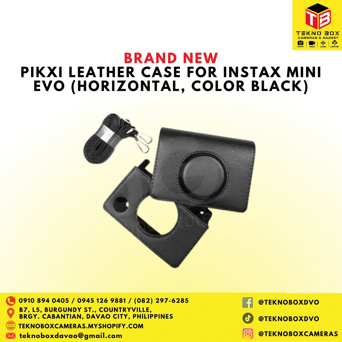 Pikxi Leather Case For Instax Mini Evo (Horizontal, Color Black)