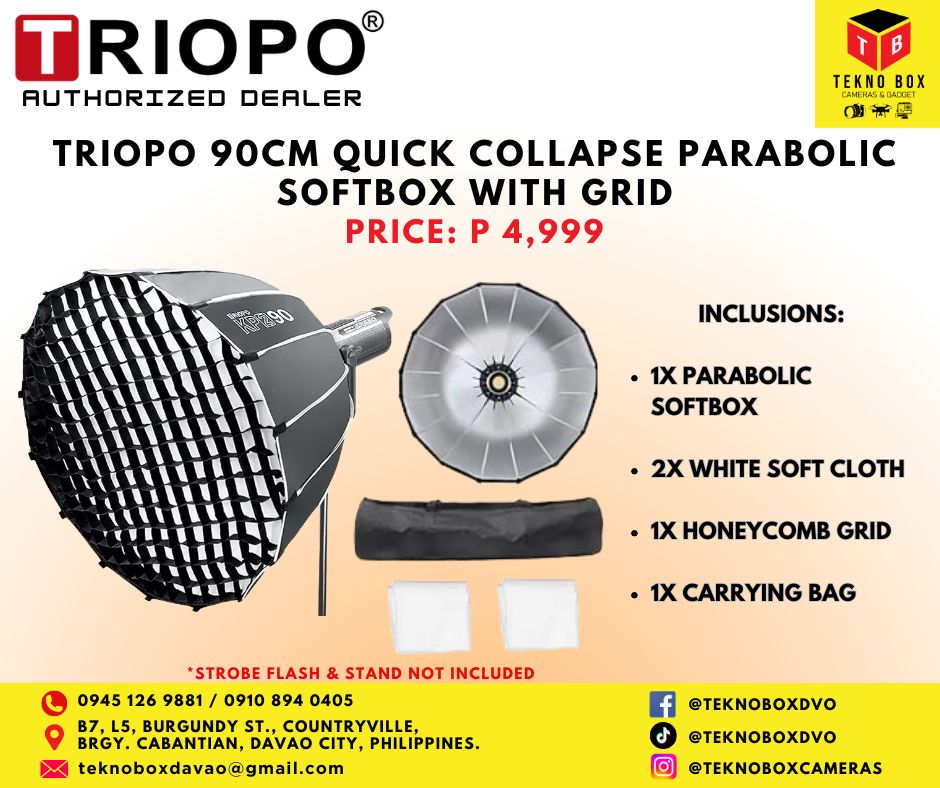 Triopo 90cm Parabolic Softbox With Honeycomb Grid