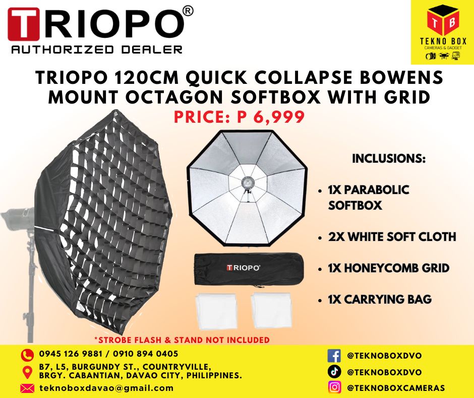 Triopo 120cm Quick Collapse Bowens Mount Octagon Softbox With Grid