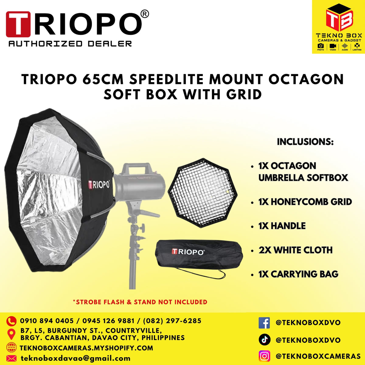 Triopo 65cm Speedlite Mount Octagon Soft Box with Grid