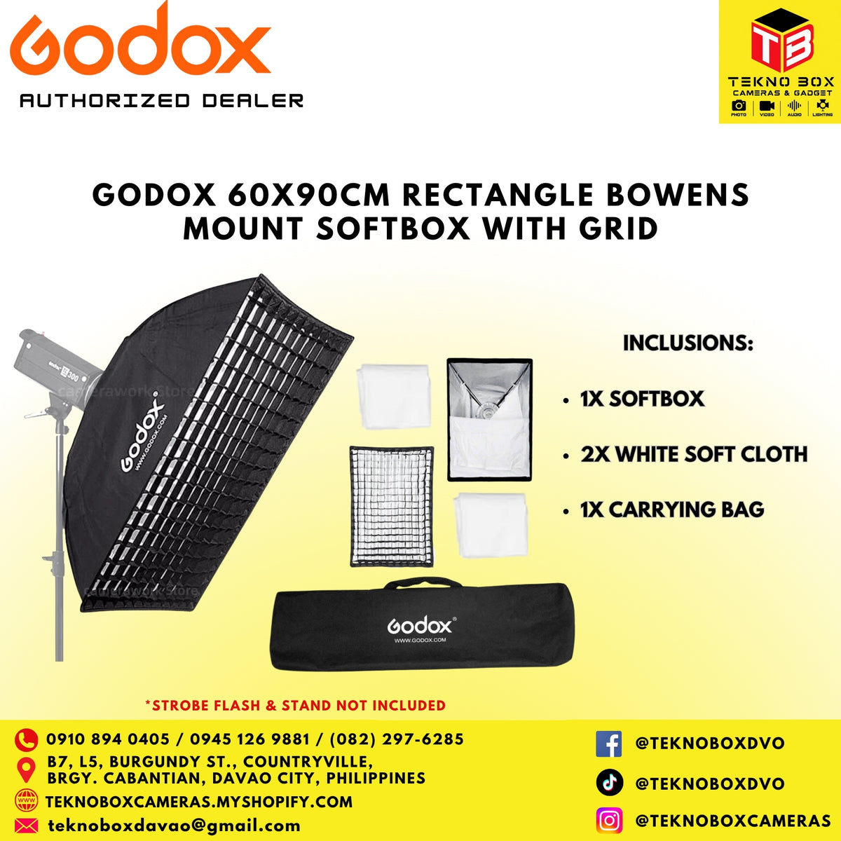 Godox 60x90cm Rectangle  Bowens Mount Softbox w/ Grid