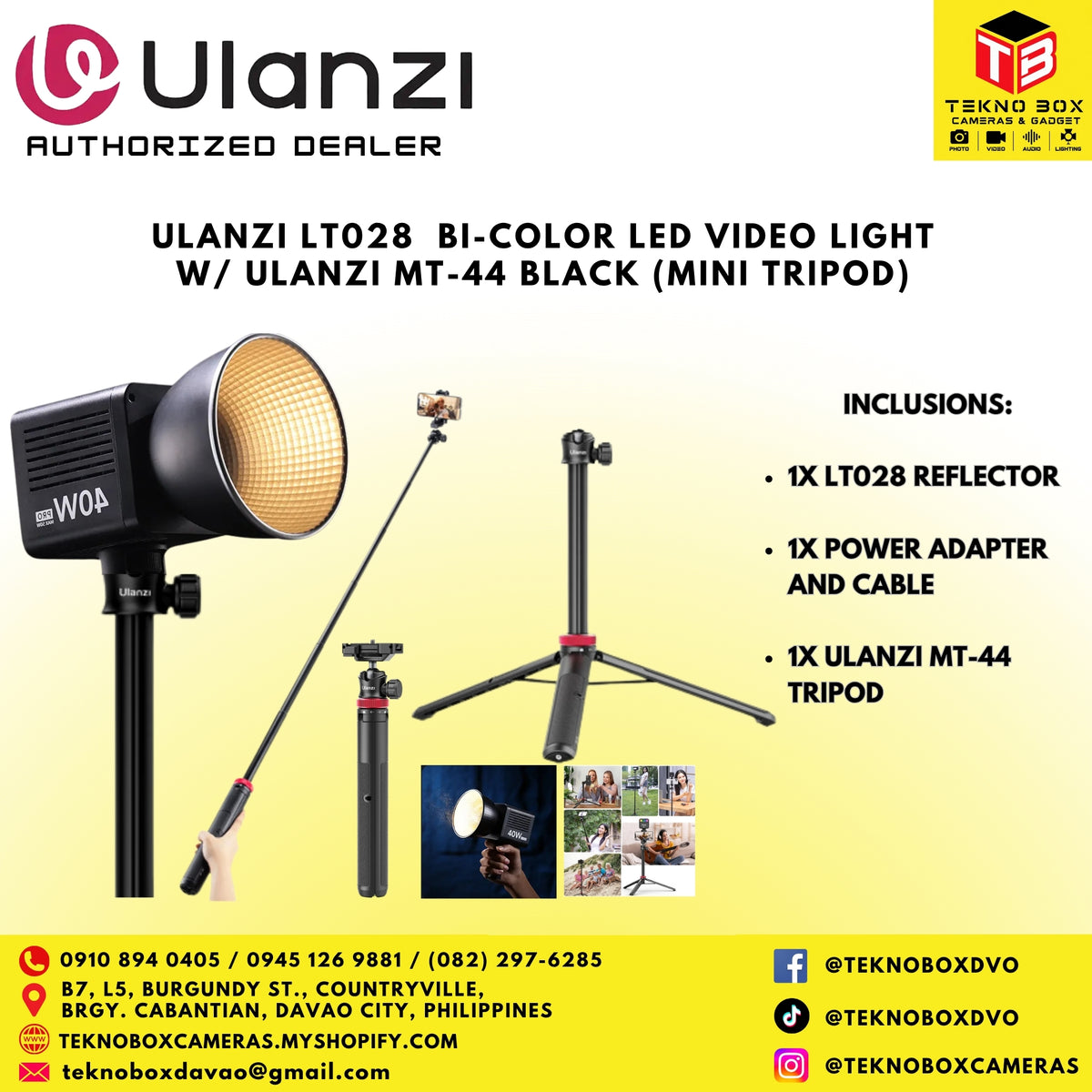 Ulanzi LT028 Bi-Color Led Video Light W/ Ulanzi MT-44 Black (Mini Tripod)