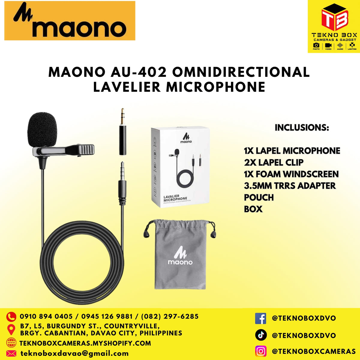 Brand new and Original Maono AU-402 Omnidirectional Lavalier Microphone