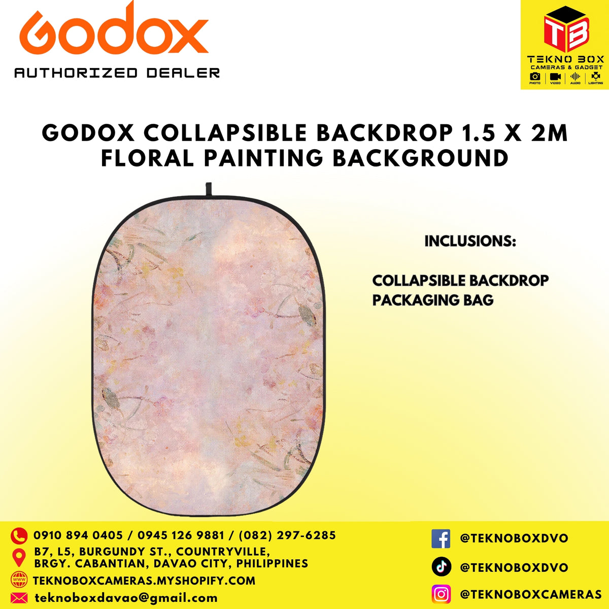 Godox Collapsible Backdrop 1.5 x 2m Floral Painting Background
