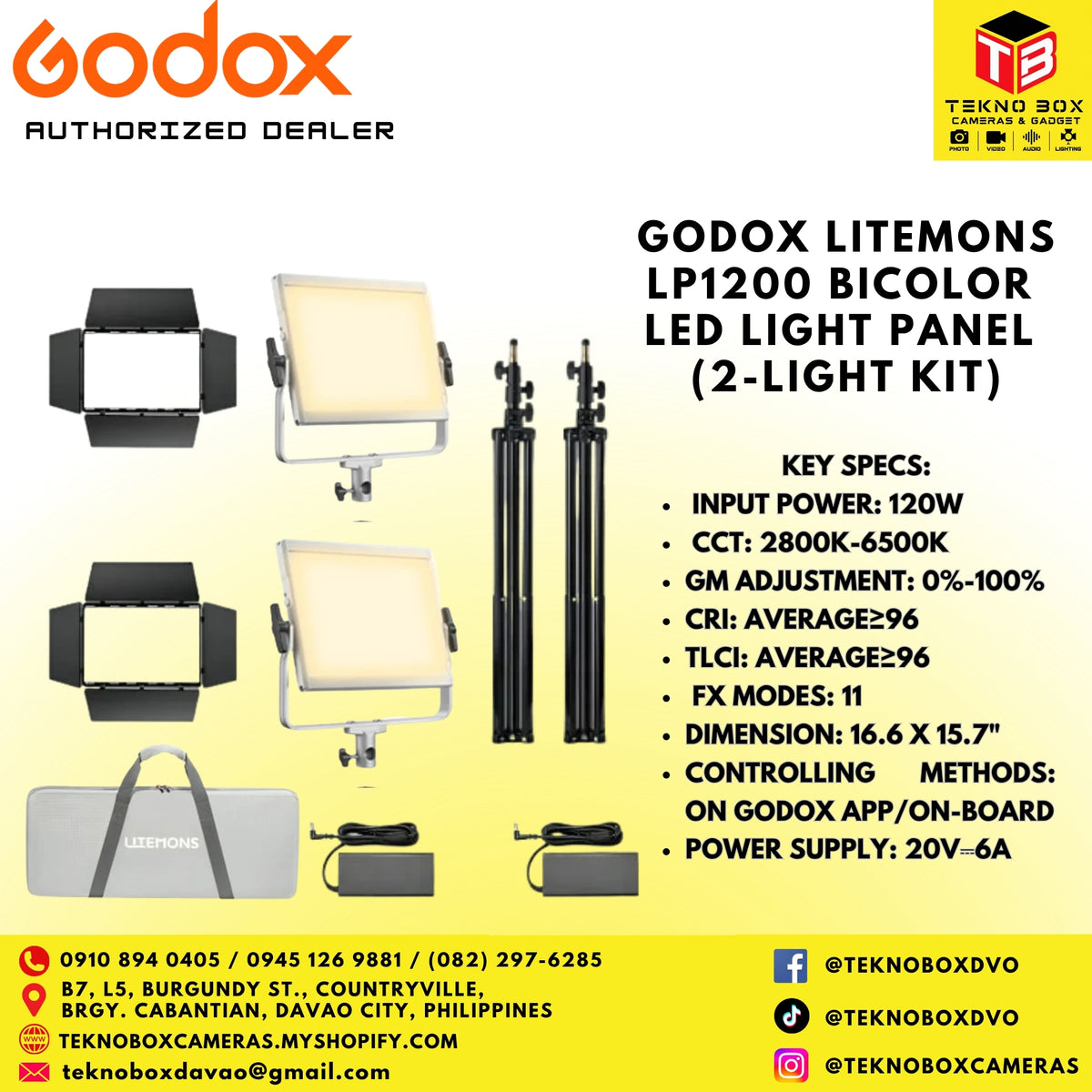 Godox Litemons LP1200 Bicolor LED Light Panel (2-Light Kit)
