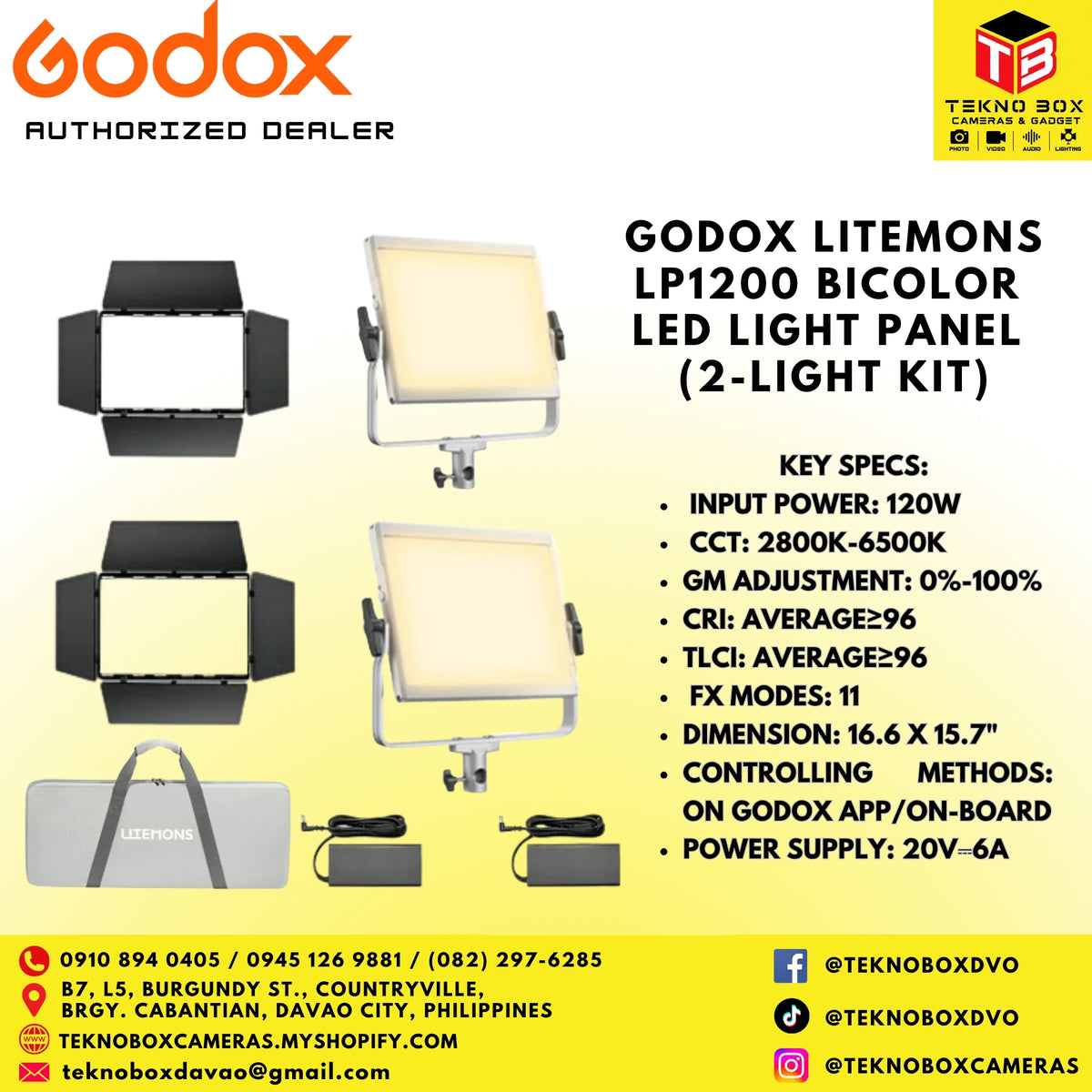Godox Litemons LP1200 Bicolor LED Light Panel (2-Light Kit)