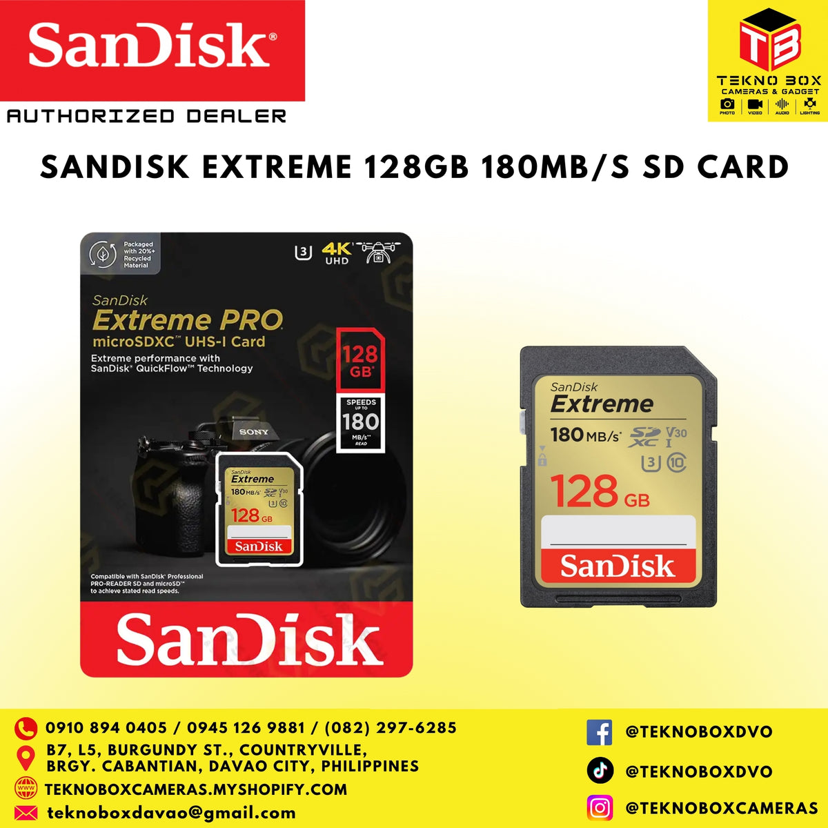 Brand New Sandisk Extreme 128GB 180MB/S SD Card