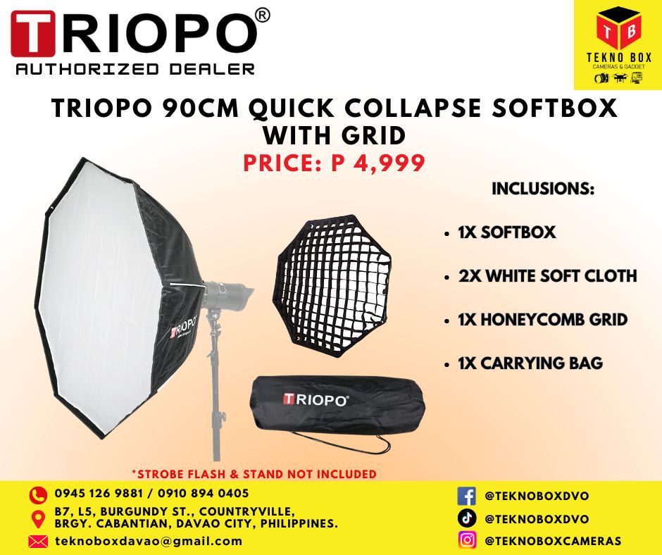 Triopo 90cm Quick Collapse Softbox w/ Grid