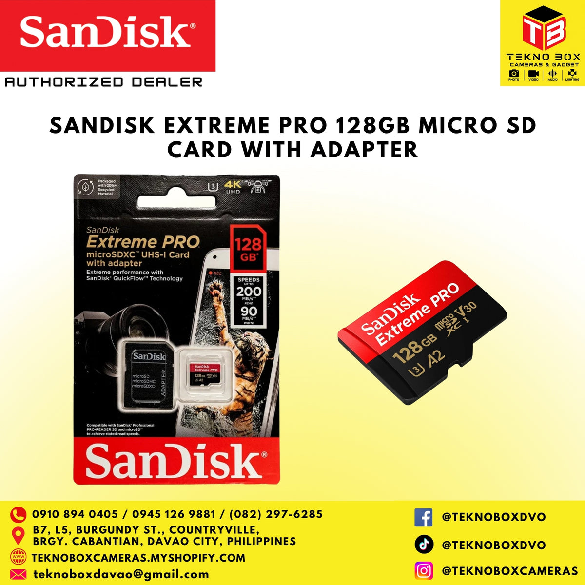 Sandisk Extreme Pro 128GB Micro SD Card with adapter