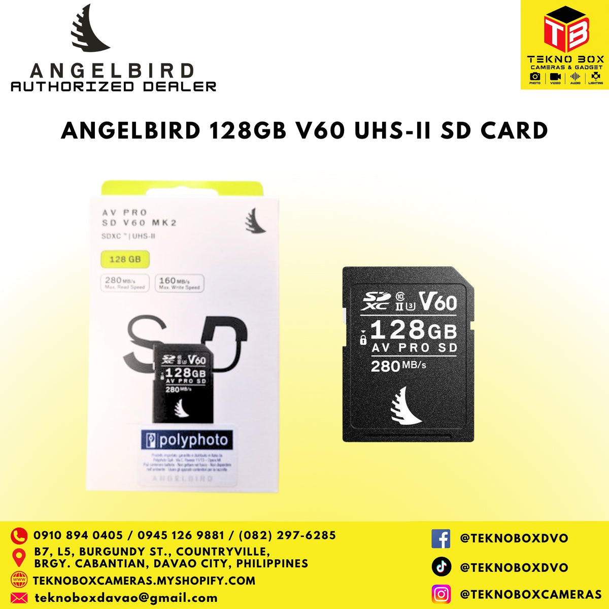 Brand New Angelbird 128gb V60 USH-II SD Card