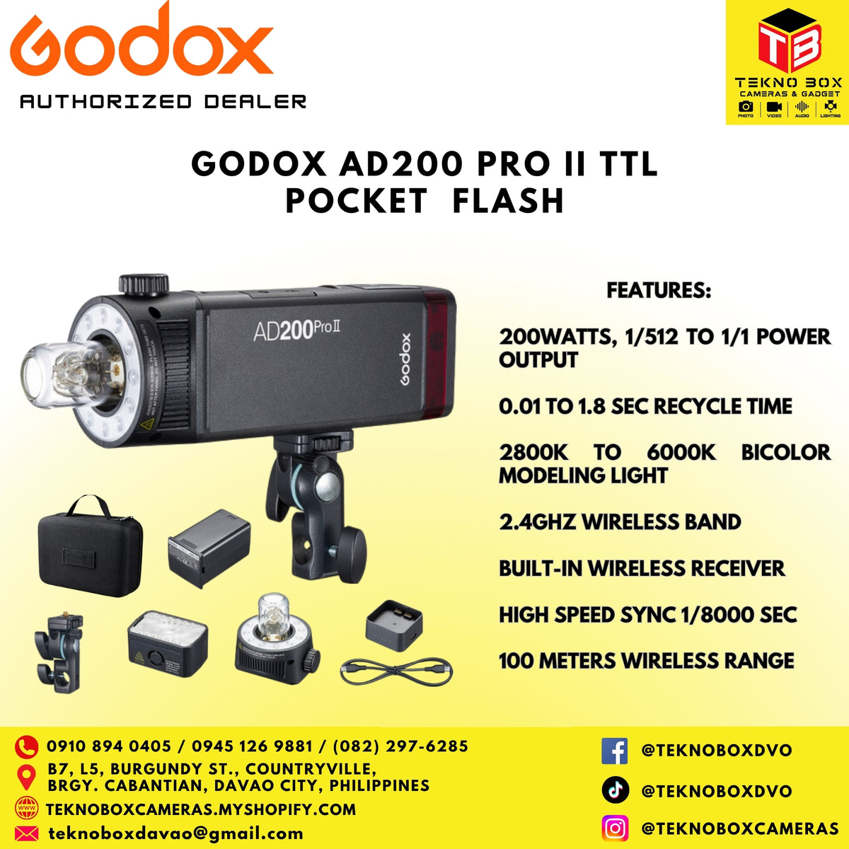 Brand New Godox AD200 Pro II TTL Pocket Flash