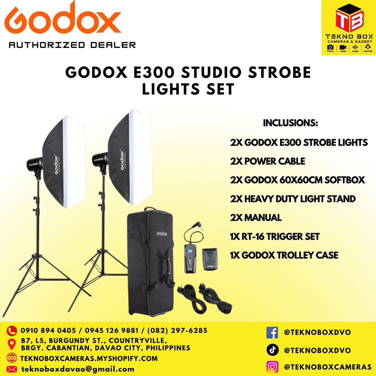 Brand new Godox E300 Studio Strobe Lights Set